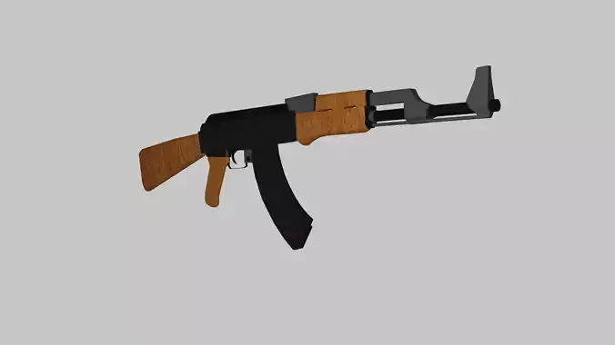 AK47 and bullets Low-poly 3D model