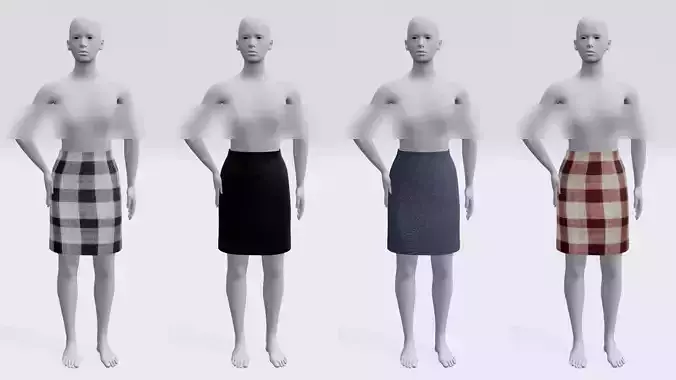 short skirt 3d model - female clothing