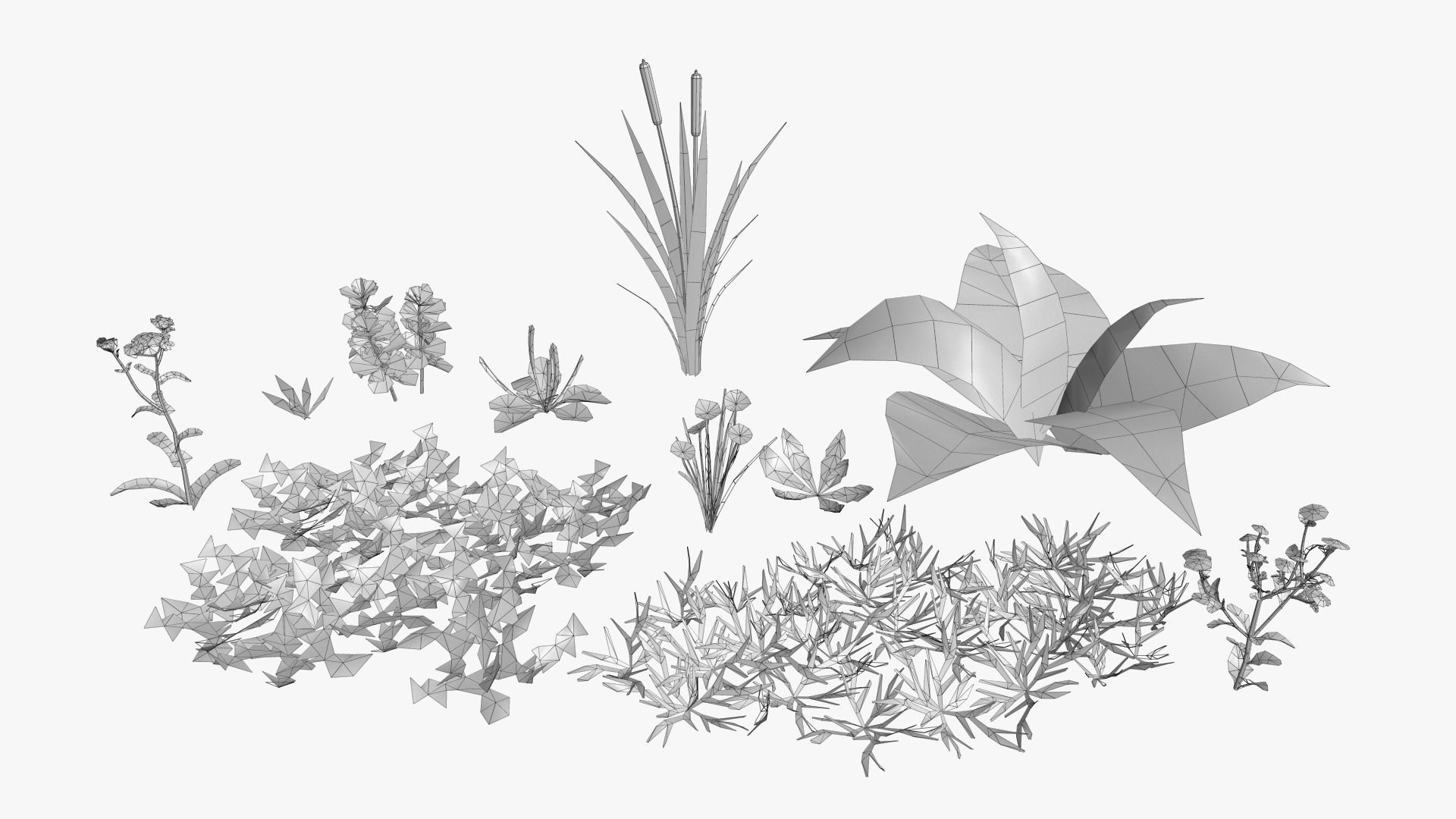 Grass Field Pack Low-poly 3D model_24