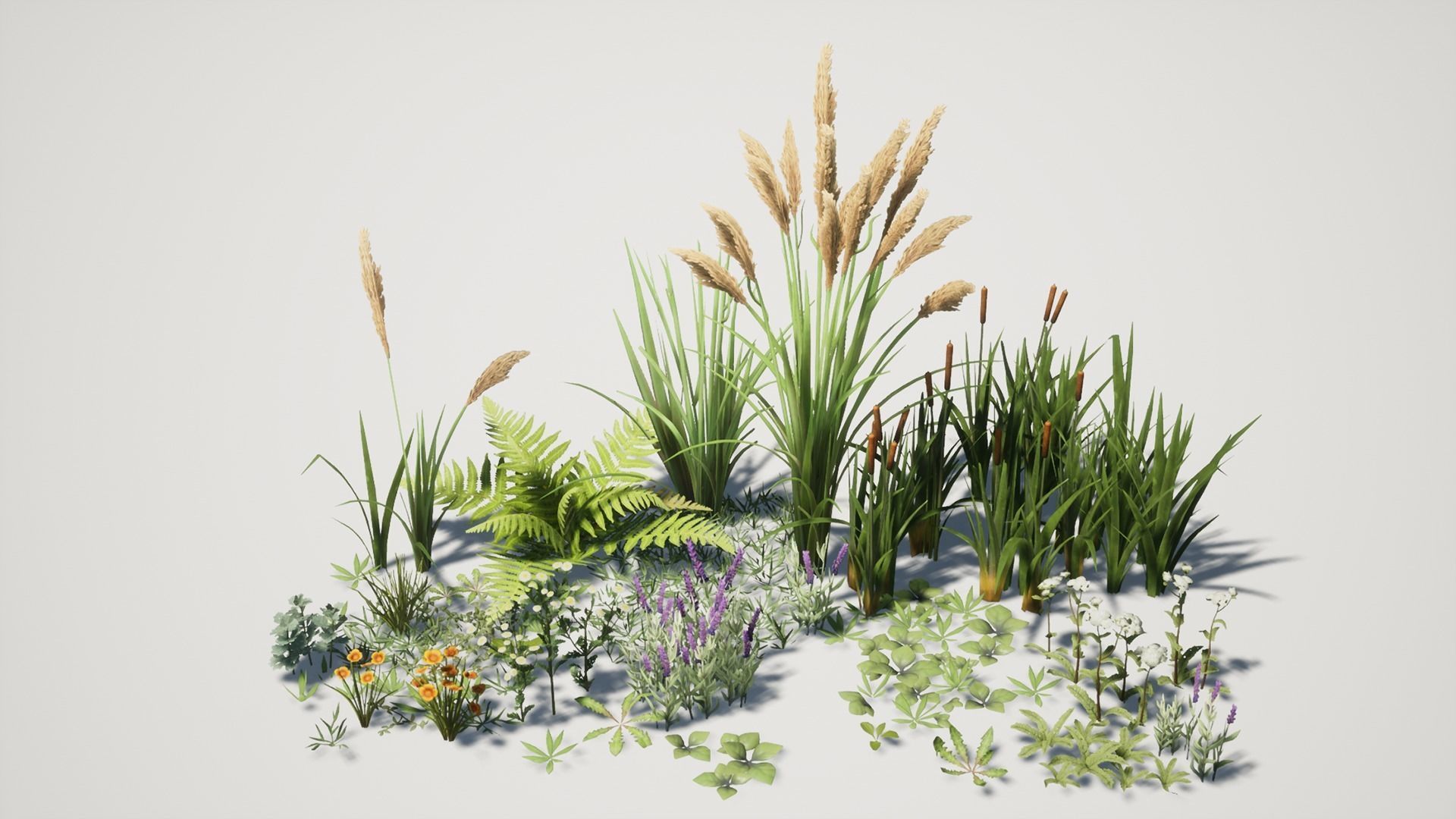 Grass Field Pack Low-poly 3D model_29