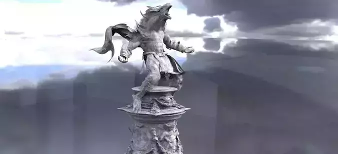 Werewolf Statue with Stand 3D model