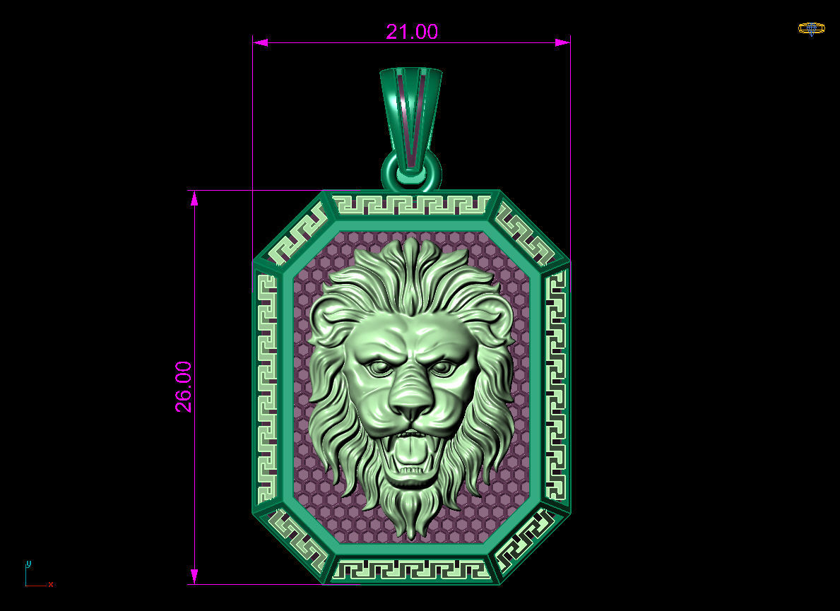 Lion Pendant 3D print model_4