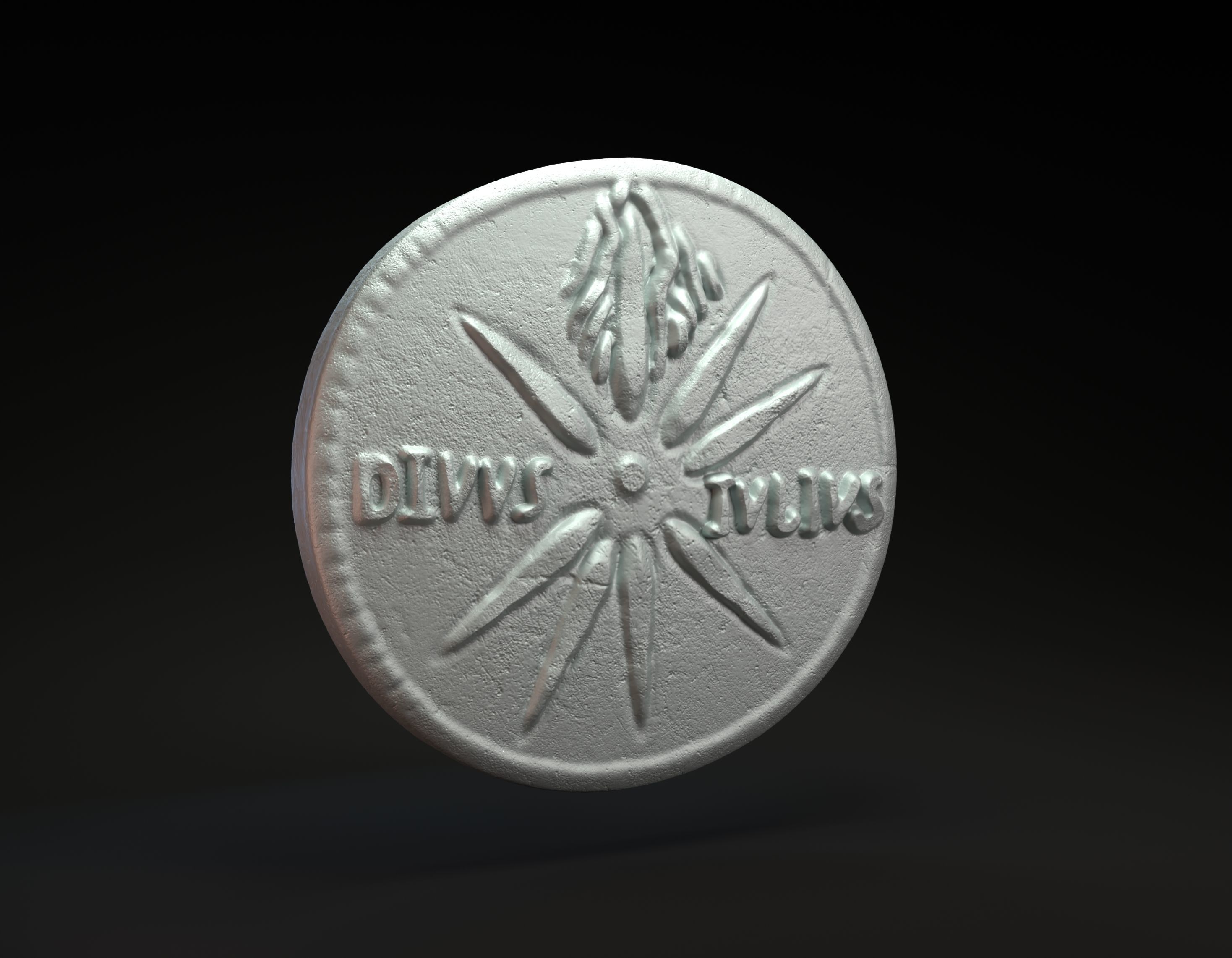 Roman coin with emperor Augustus intended for 3D printing 3D print model_4