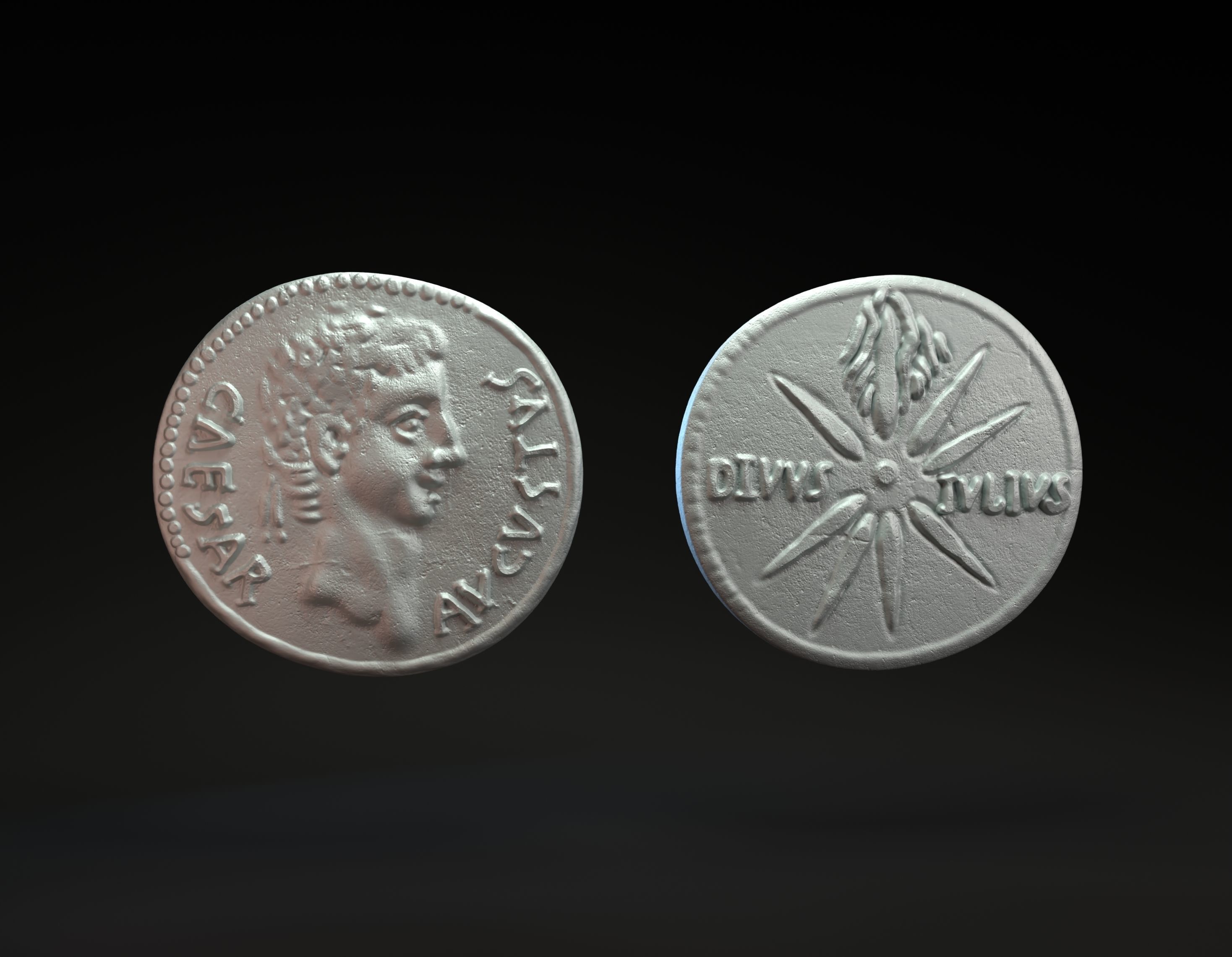 Roman coin with emperor Augustus intended for 3D printing 3D print model_1