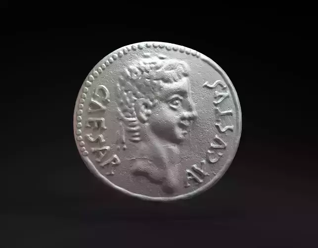 Roman coin with emperor Augustus intended for 3D printing 3D print model