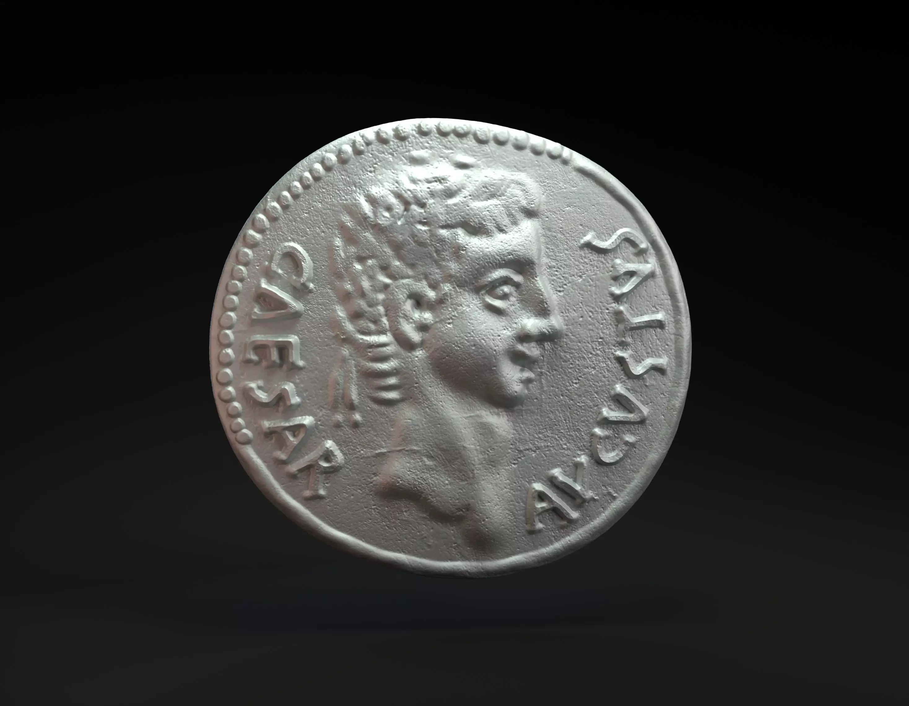 Roman coin with emperor Augustus intended for 3D printing 3D print model_0