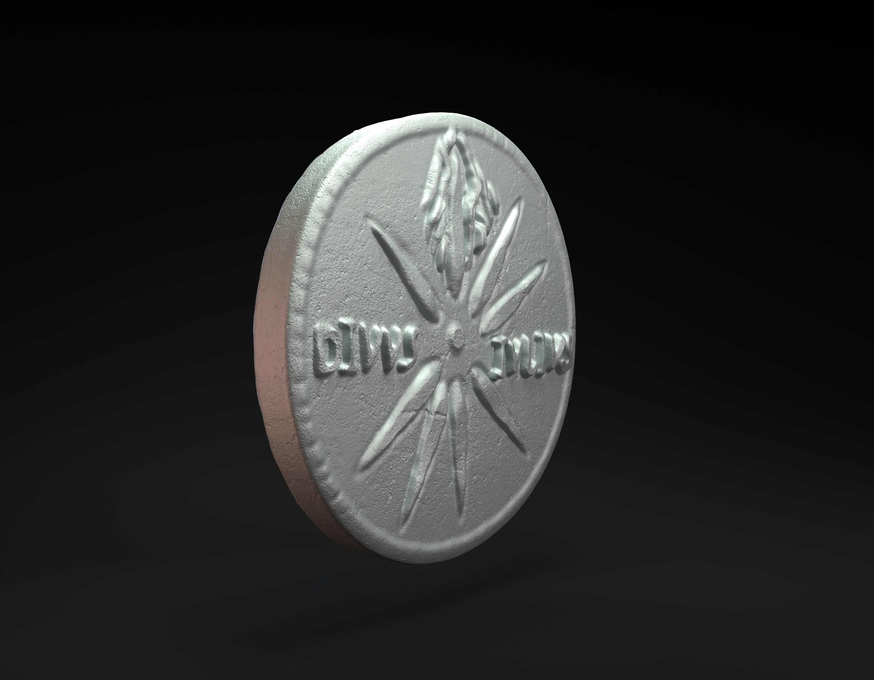 Roman coin with emperor Augustus intended for 3D printing 3D print model_3