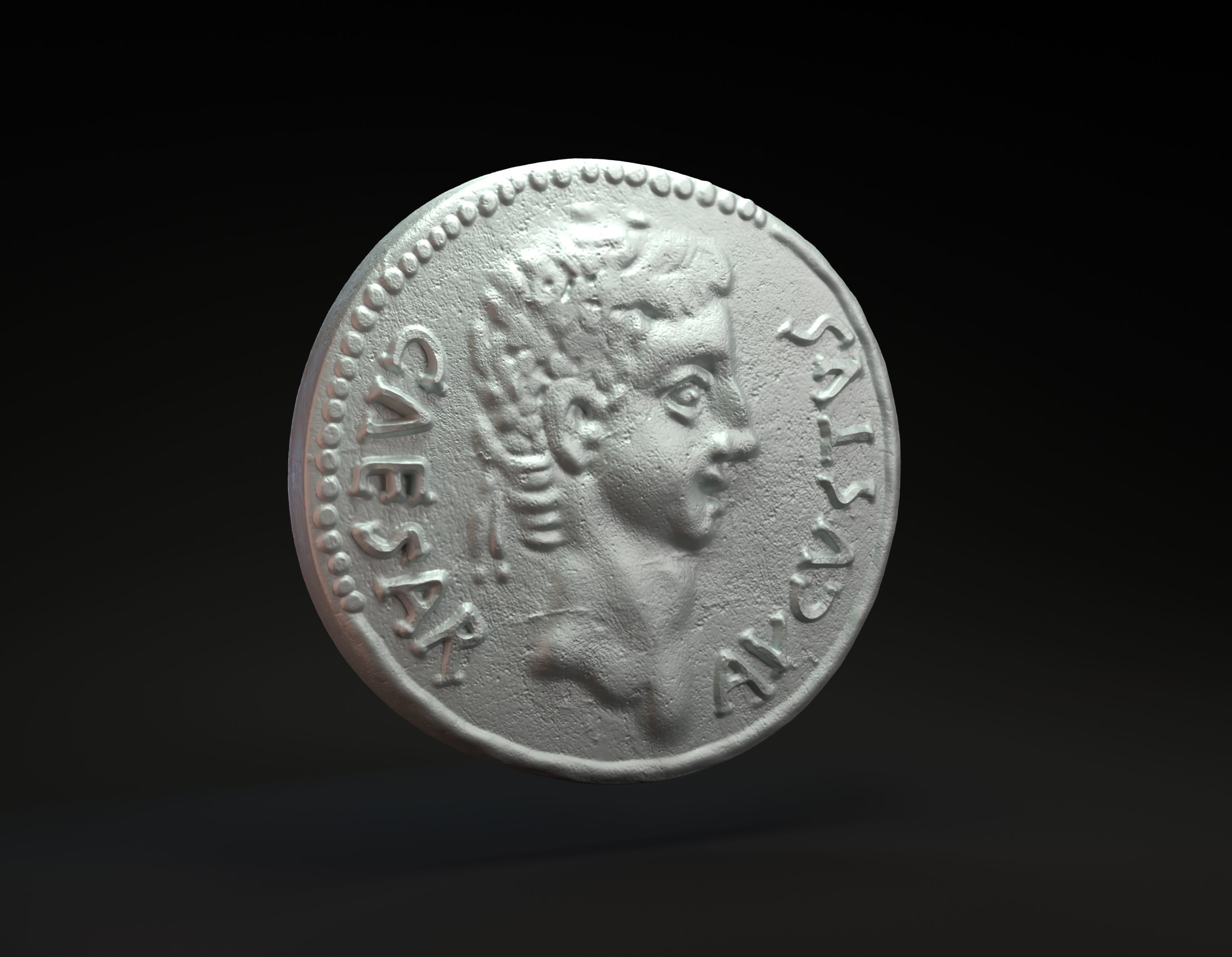 Roman coin with emperor Augustus intended for 3D printing 3D print model_6
