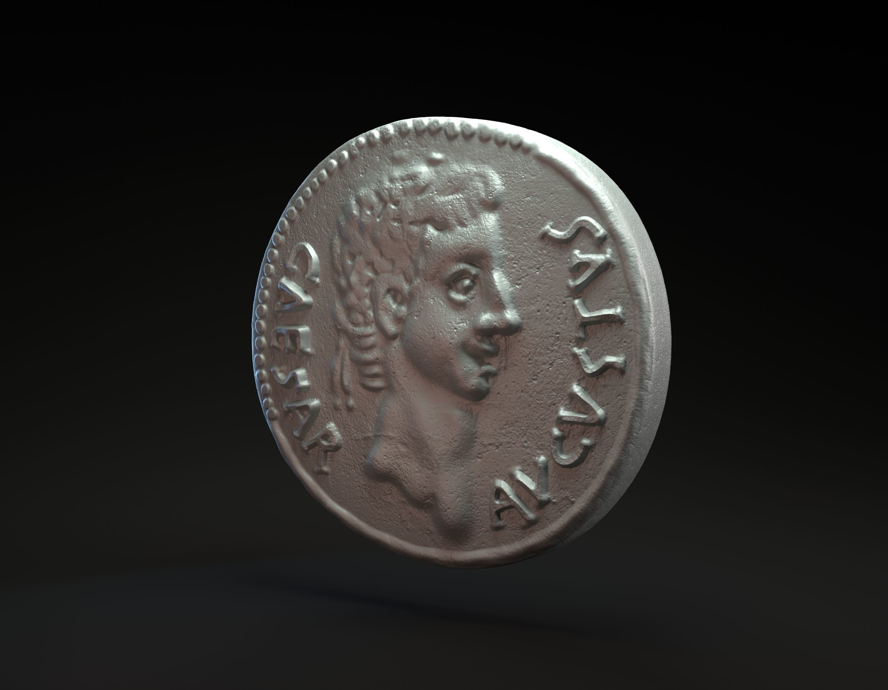 Roman coin with emperor Augustus intended for 3D printing 3D print model_2