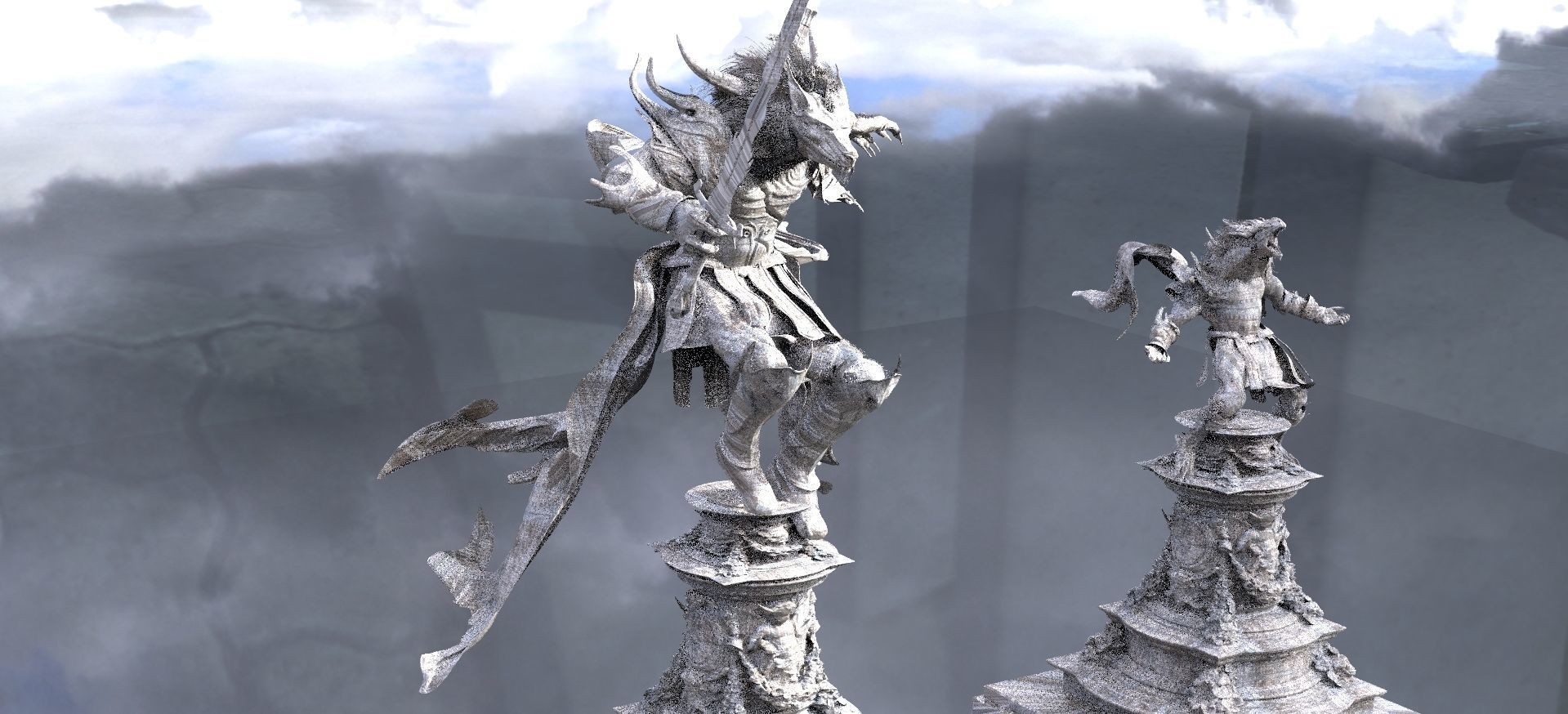 Werewolf God Temple of Power Kit bash 3D model_4