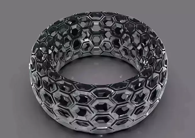 thoruscomb silver ring with holes in it 3D print model