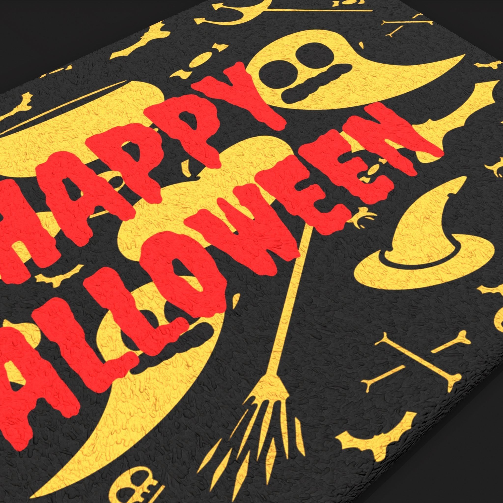 Happy Halloween Ghosts Decorative Mat Low-poly 3D model_11