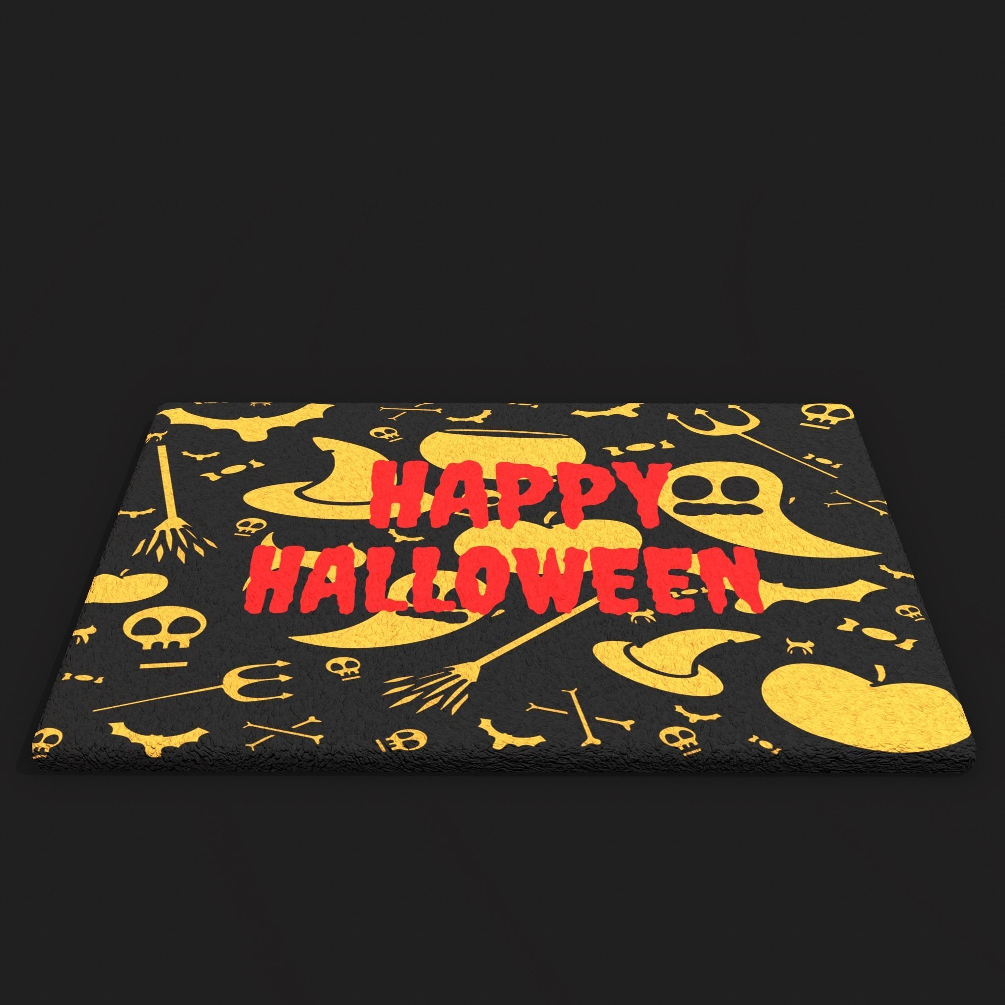 Happy Halloween Ghosts Decorative Mat Low-poly 3D model_28