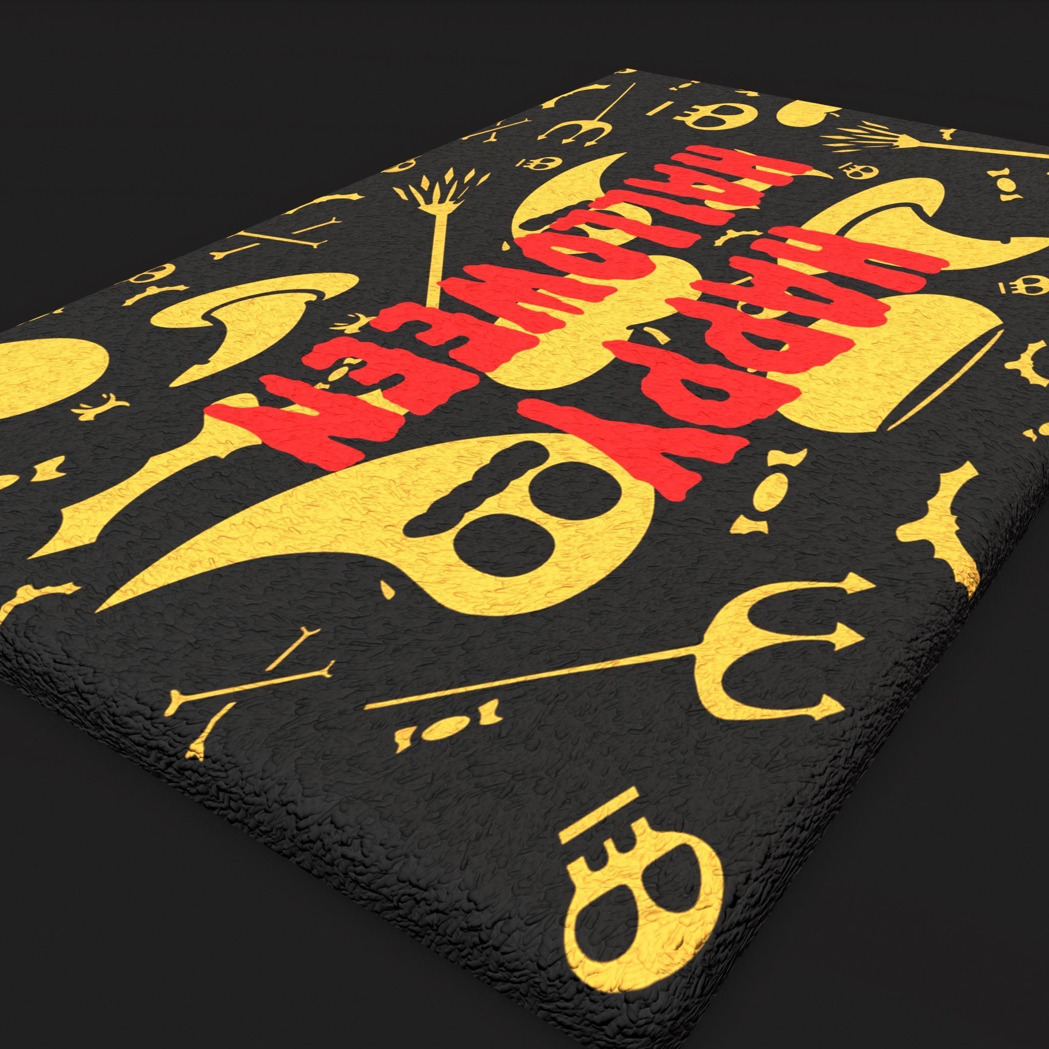 Happy Halloween Ghosts Decorative Mat Low-poly 3D model_10