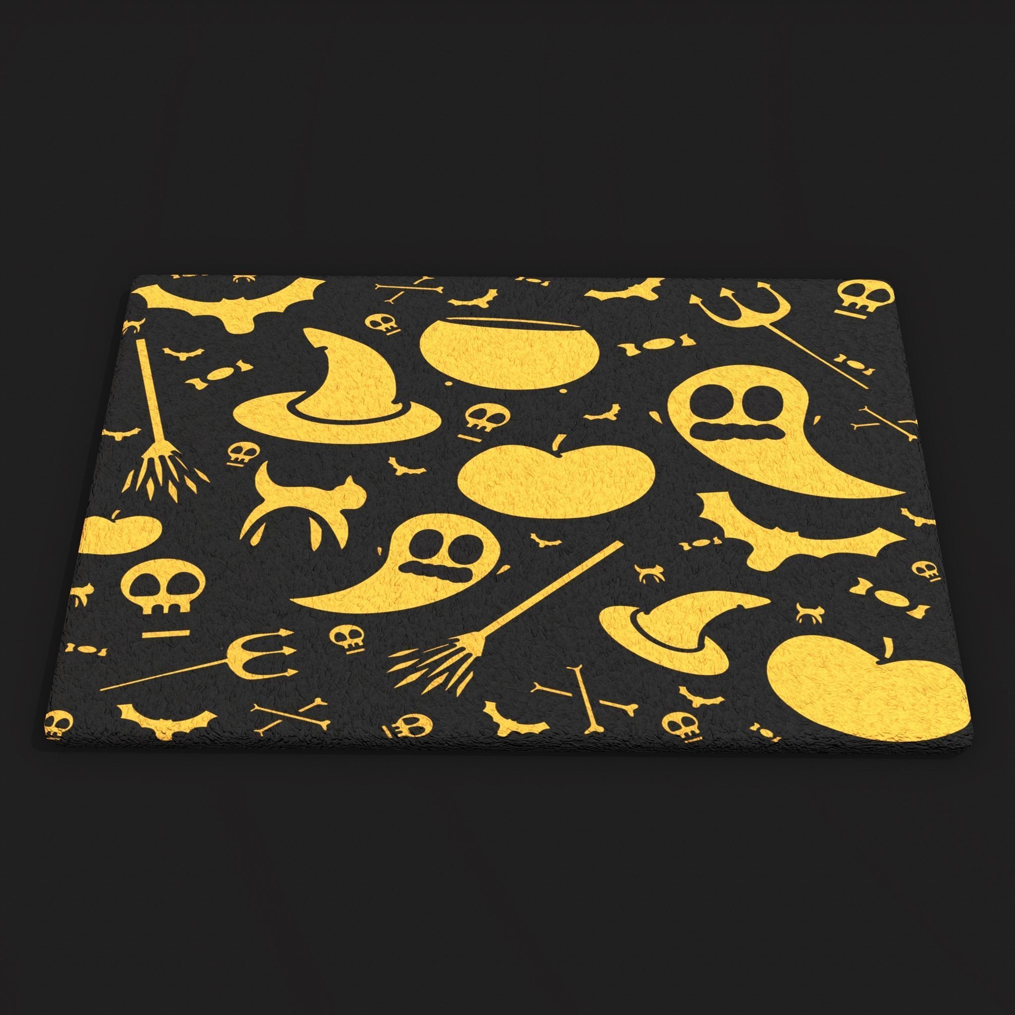Happy Halloween Ghosts Decorative Mat Low-poly 3D model_2