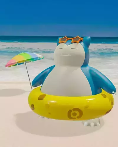 Pokemon snorlax beach style