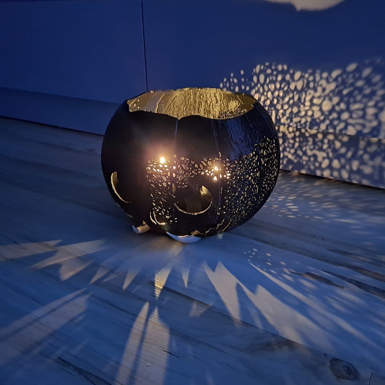 HALLOWEEN BLACK PUMPKIN JACK O LANTERN TEALIGHT - CANDLE HOLDER  3D print model_3