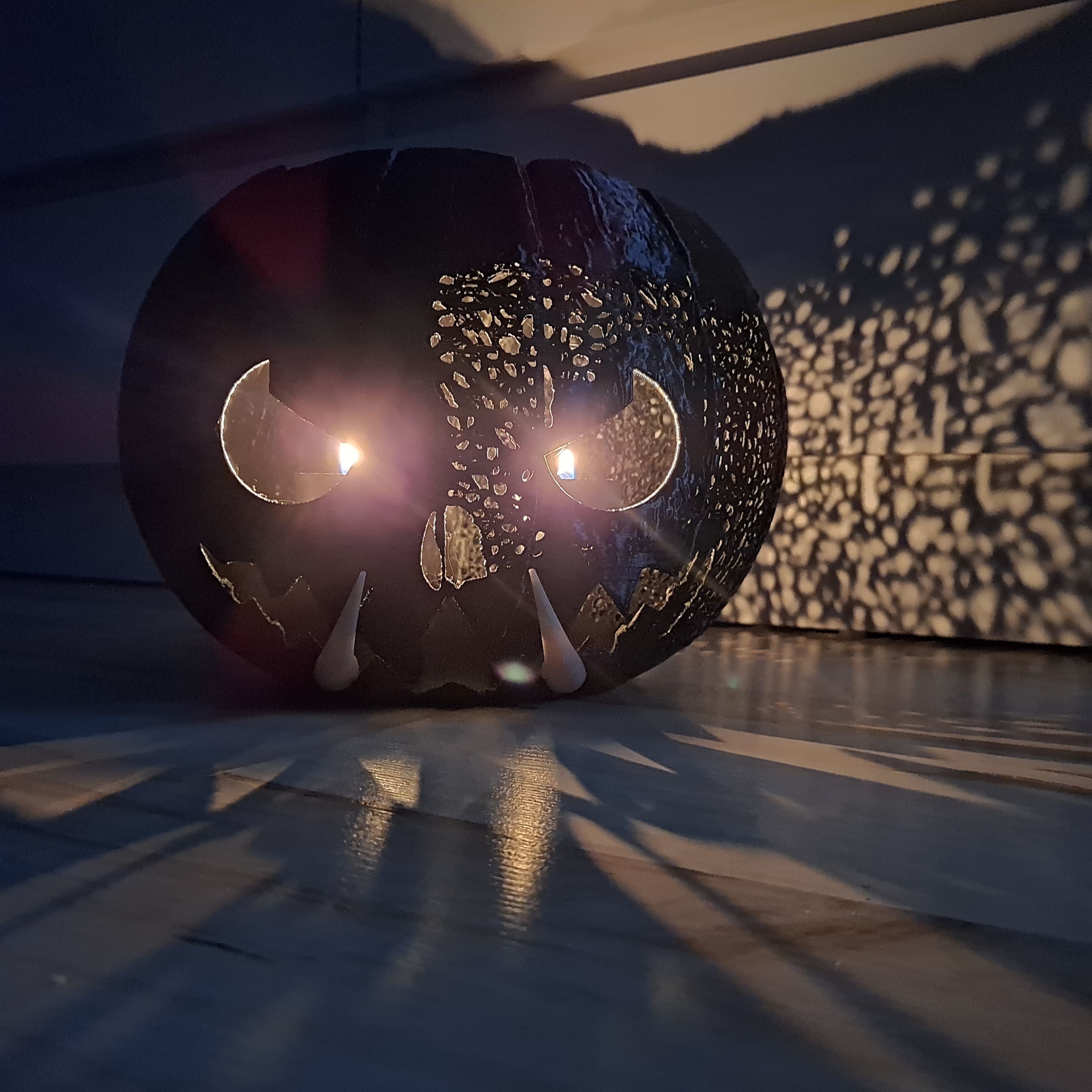HALLOWEEN BLACK PUMPKIN JACK O LANTERN TEALIGHT - CANDLE HOLDER  3D print model_2