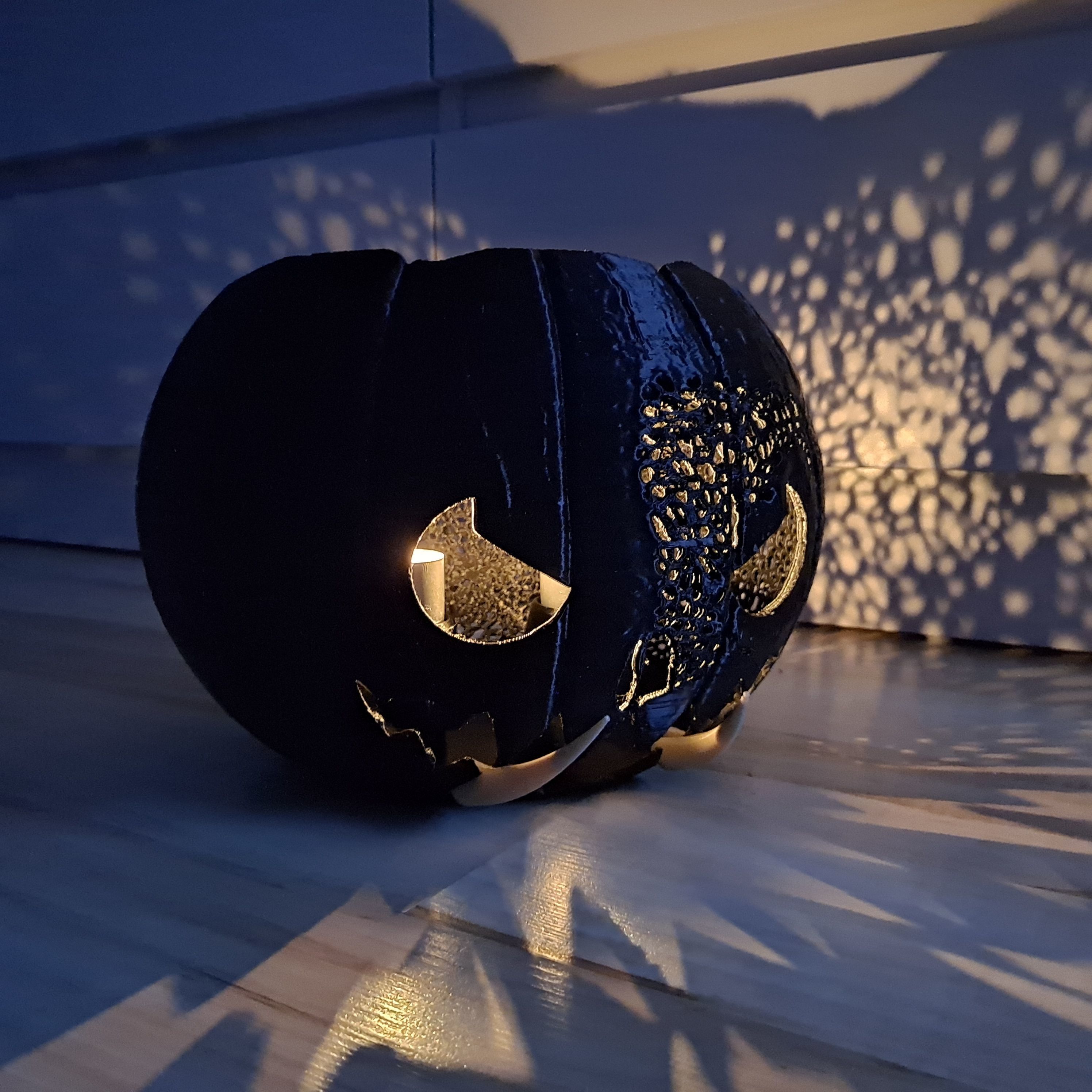 HALLOWEEN BLACK PUMPKIN JACK O LANTERN TEALIGHT - CANDLE HOLDER  3D print model_4