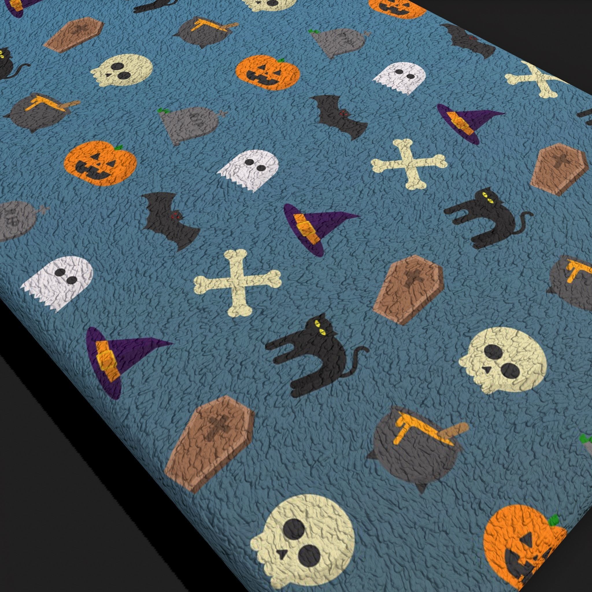 Halloween Figures Decorative Mat Low-poly 3D model_5