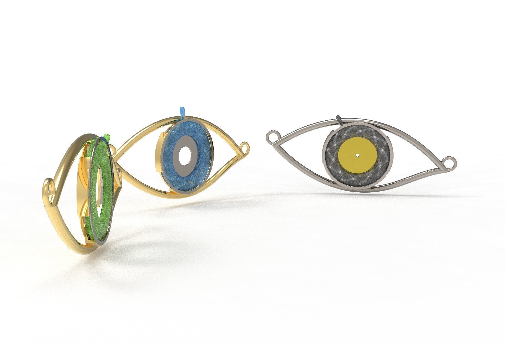 eye iris diaphragm pendant 3D print model_12