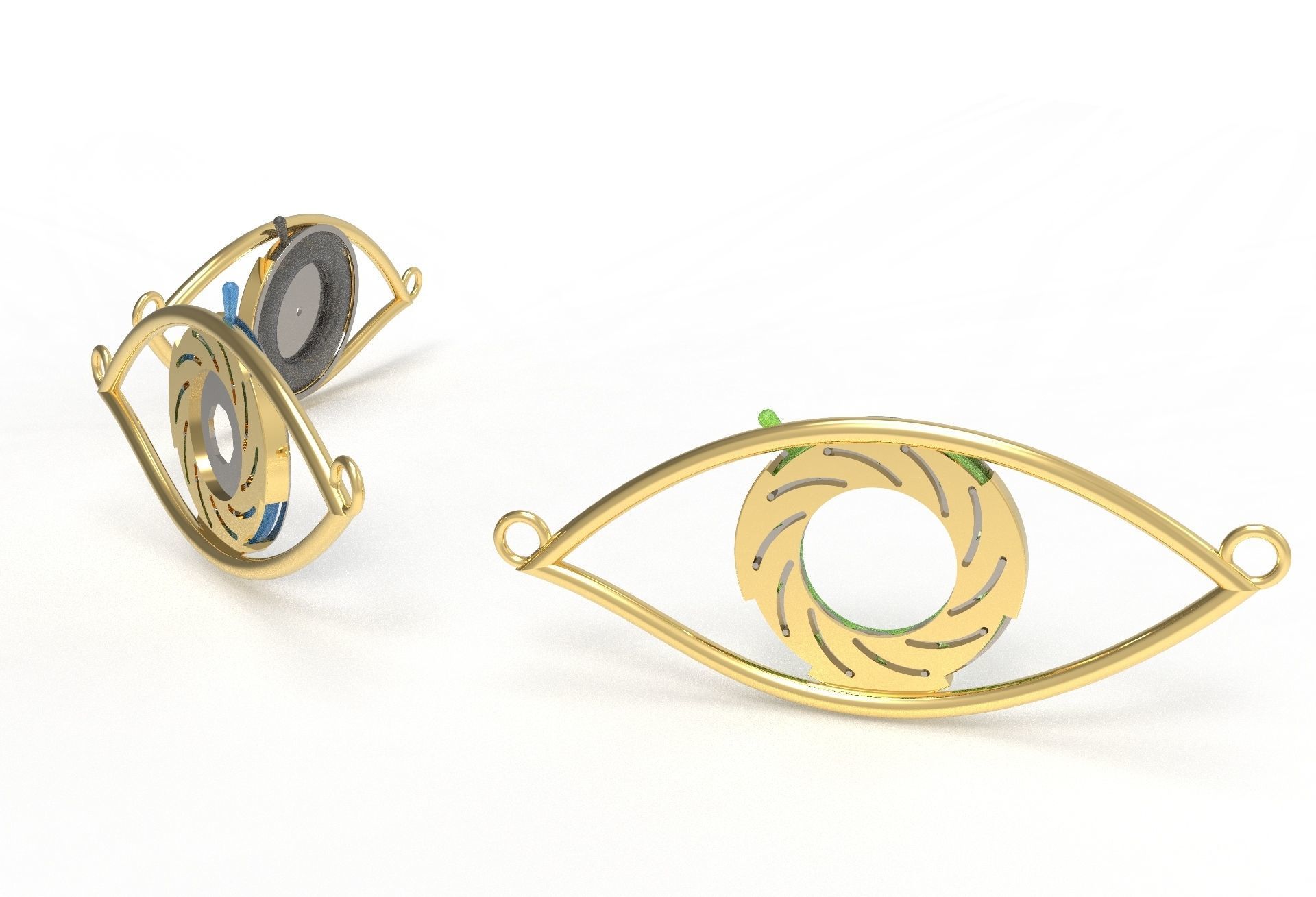 eye iris diaphragm pendant 3D print model_6