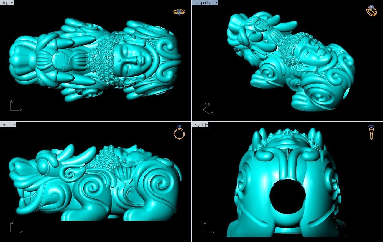 Pixiu Face Bracelet - Unicorn  bracelet - Size 10 mm 3D print model_4