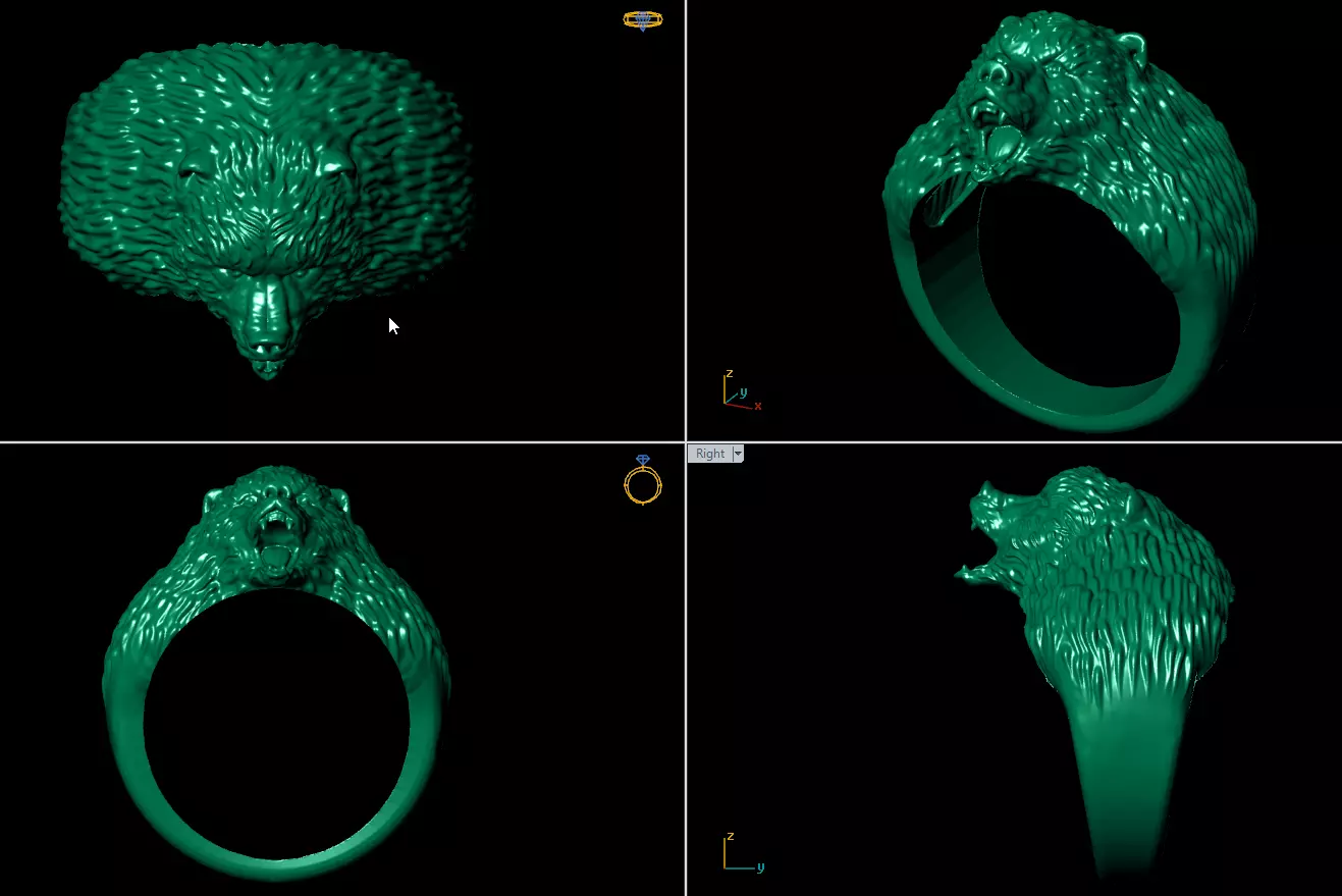 RINGS ring with face of bear 3D print model_0