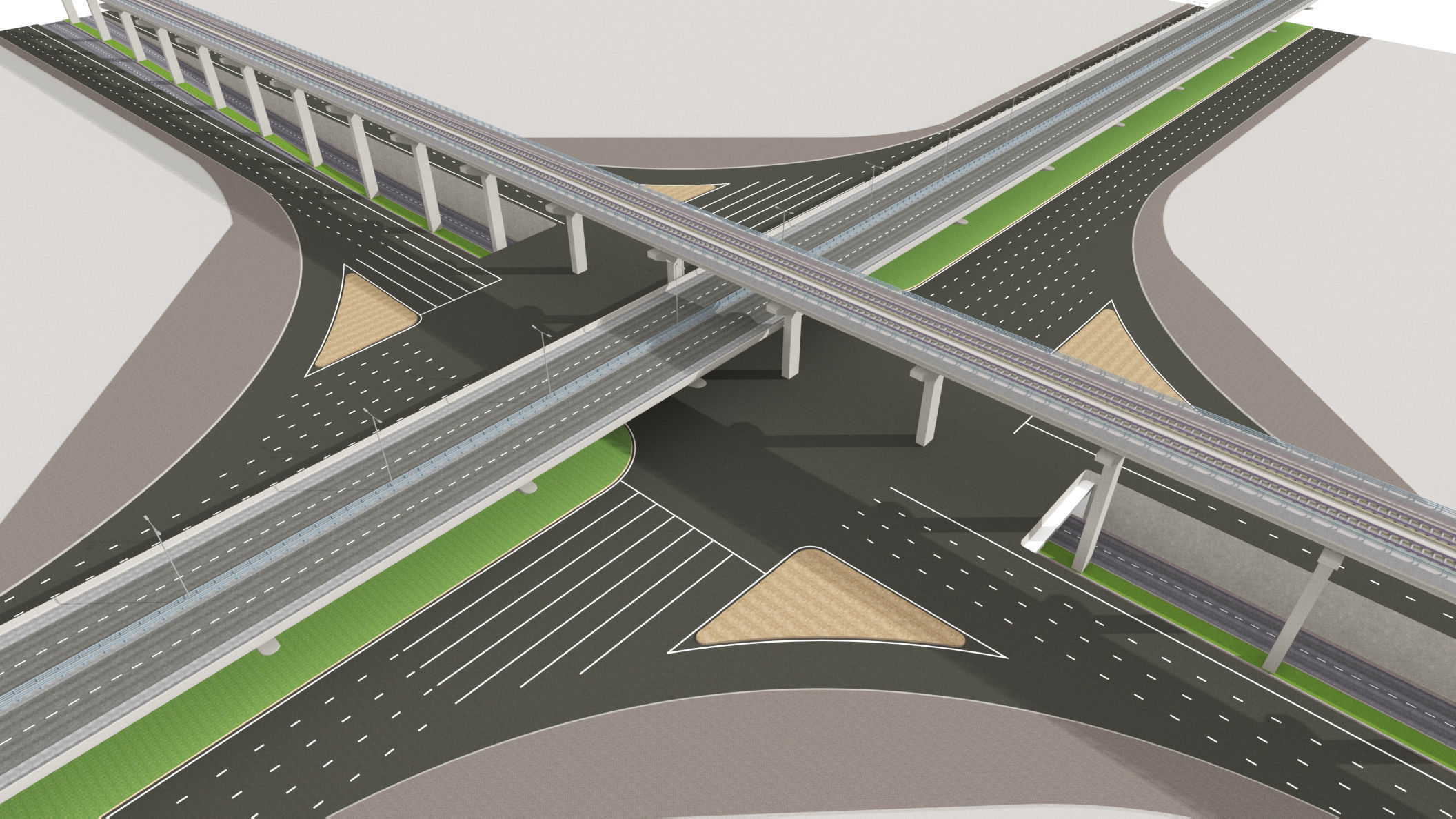 Multi level Road Interchange 3D model_3