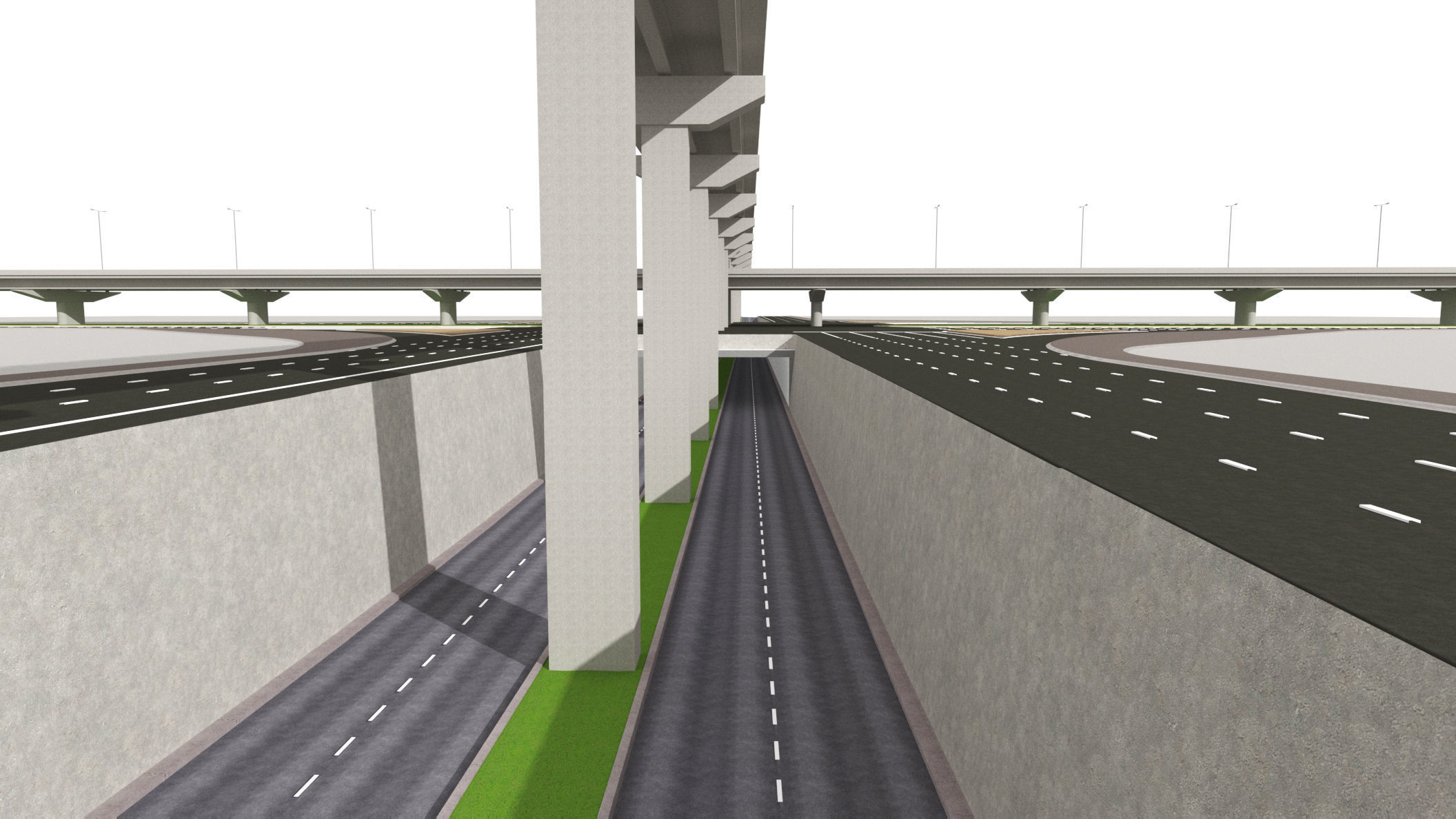 Multi level Road Interchange 3D model_7