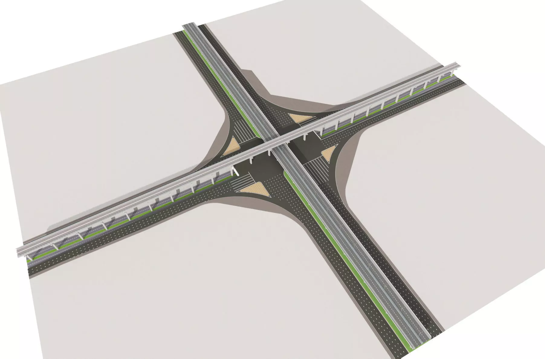 Multi level Road Interchange 3D model_0