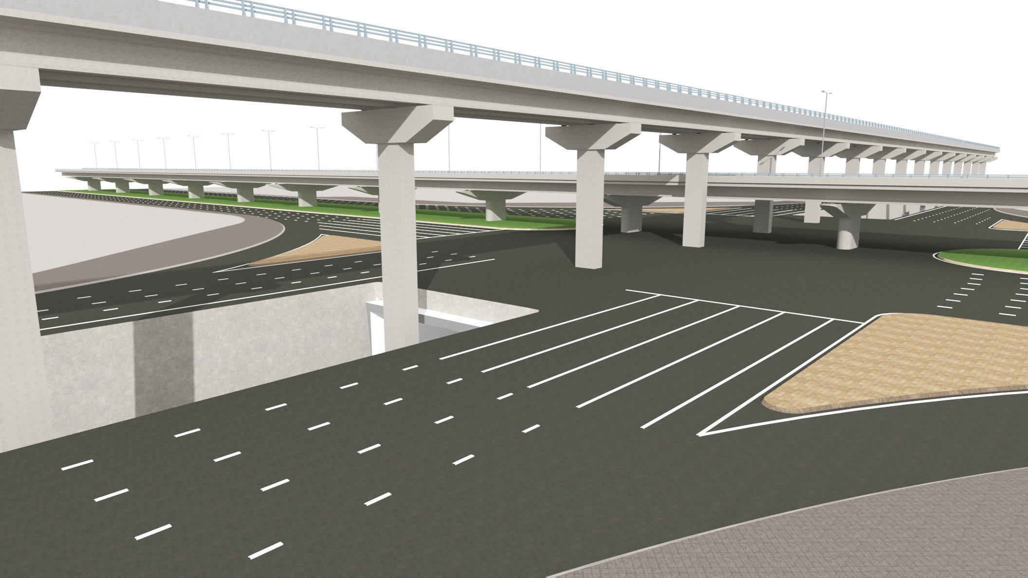 Multi level Road Interchange 3D model_4
