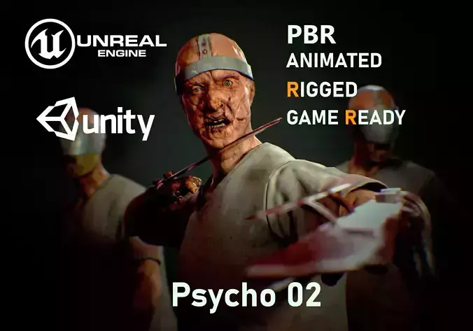 Psycho02 psycho - unreal engine Low-poly 3D model