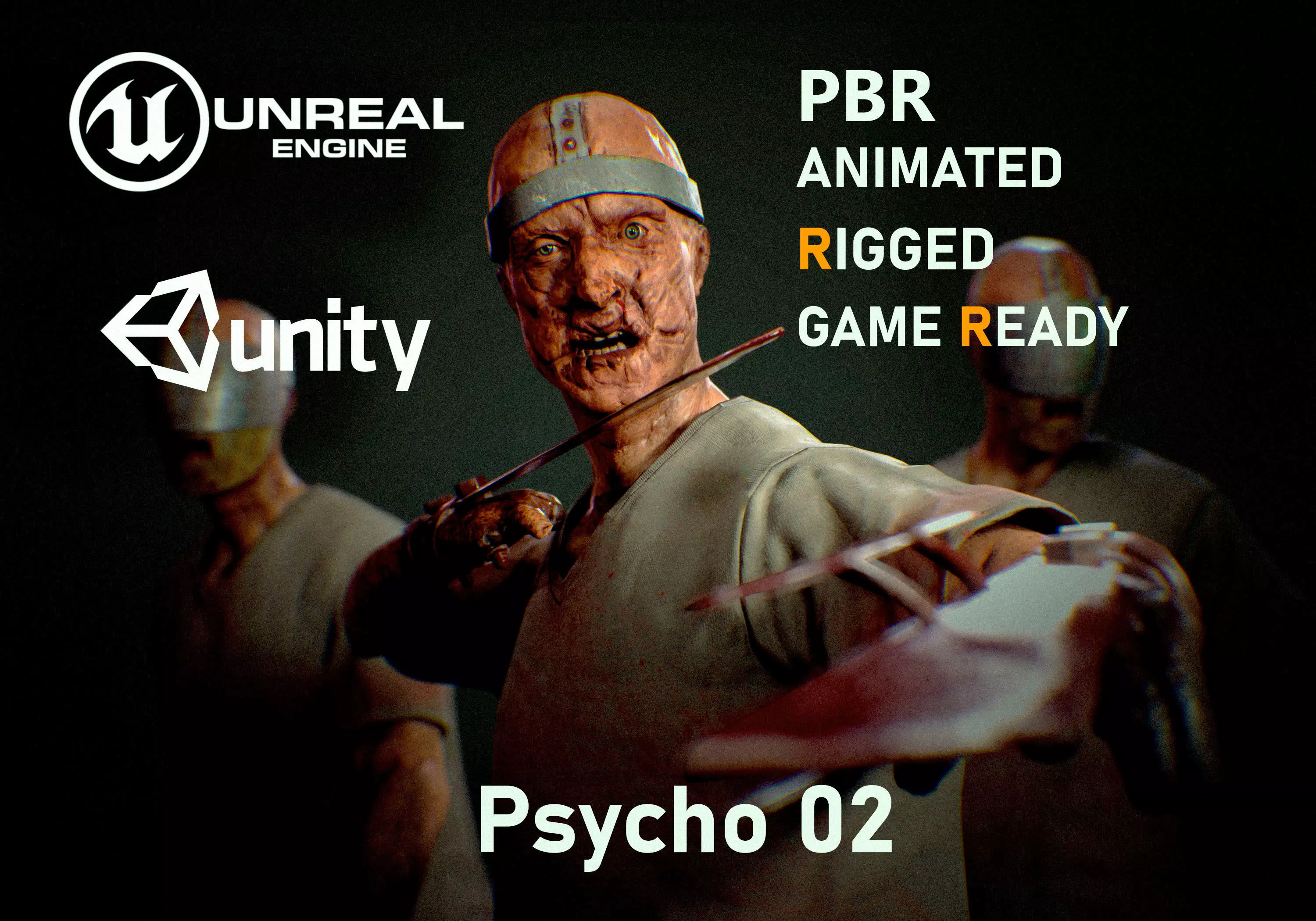 Psycho02 psycho - unreal engine Low-poly 3D model_0