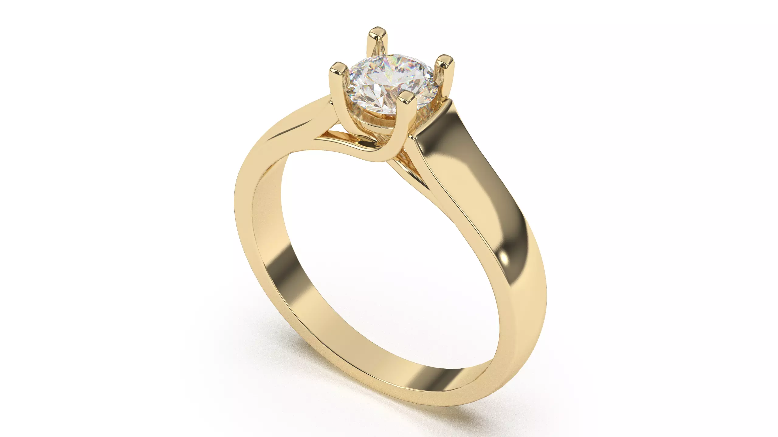 Round Diamond Engagement Ring 3D print model_0
