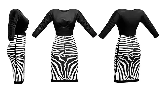 Below Knee Pencil Skirt Knotted Front Leather Top