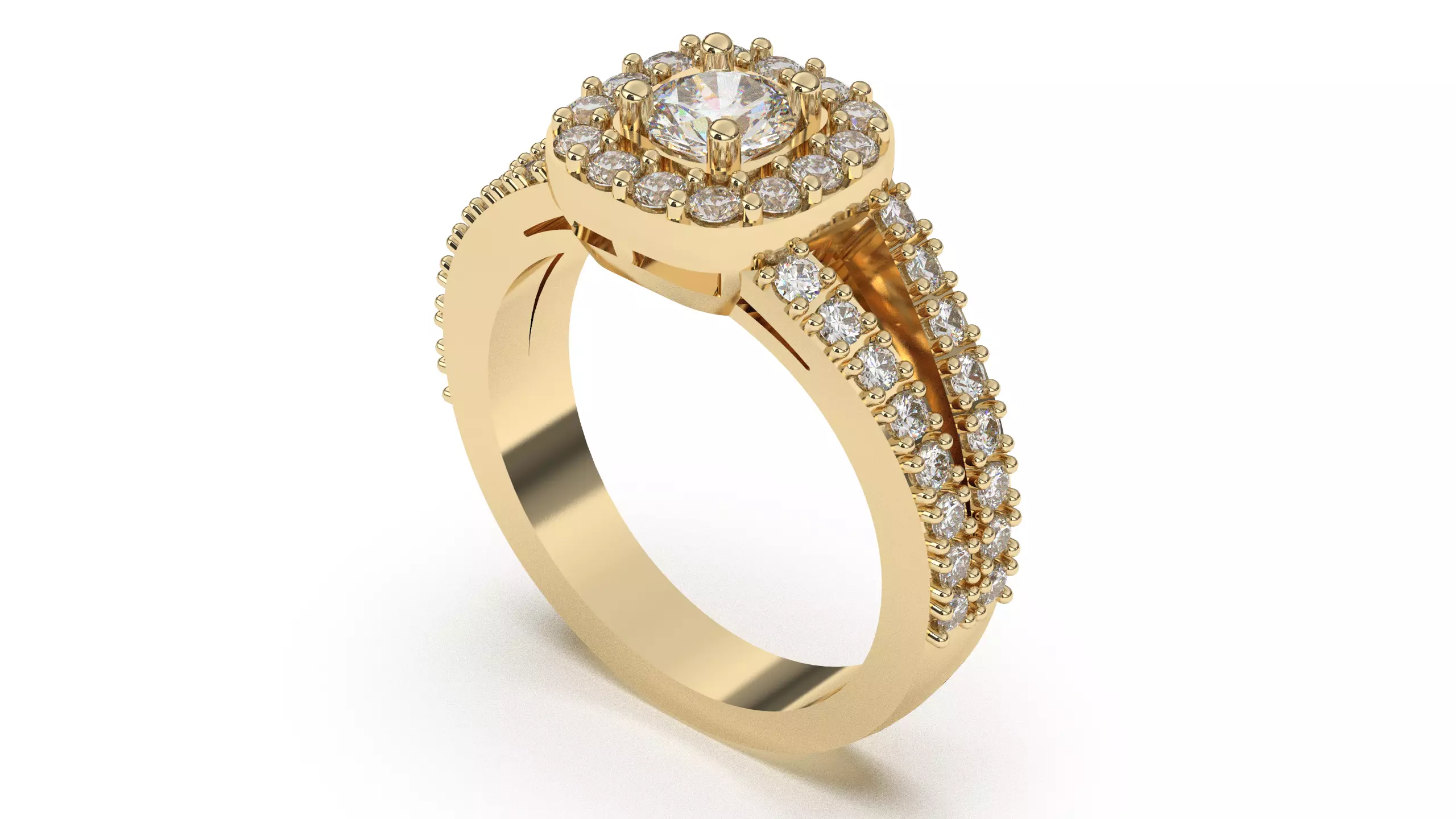 Halo Engagement Ring 3D print model_0