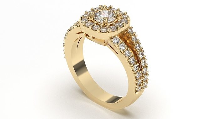 Halo Engagement Ring 3D print model