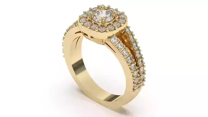 Halo Engagement Ring 3D print model