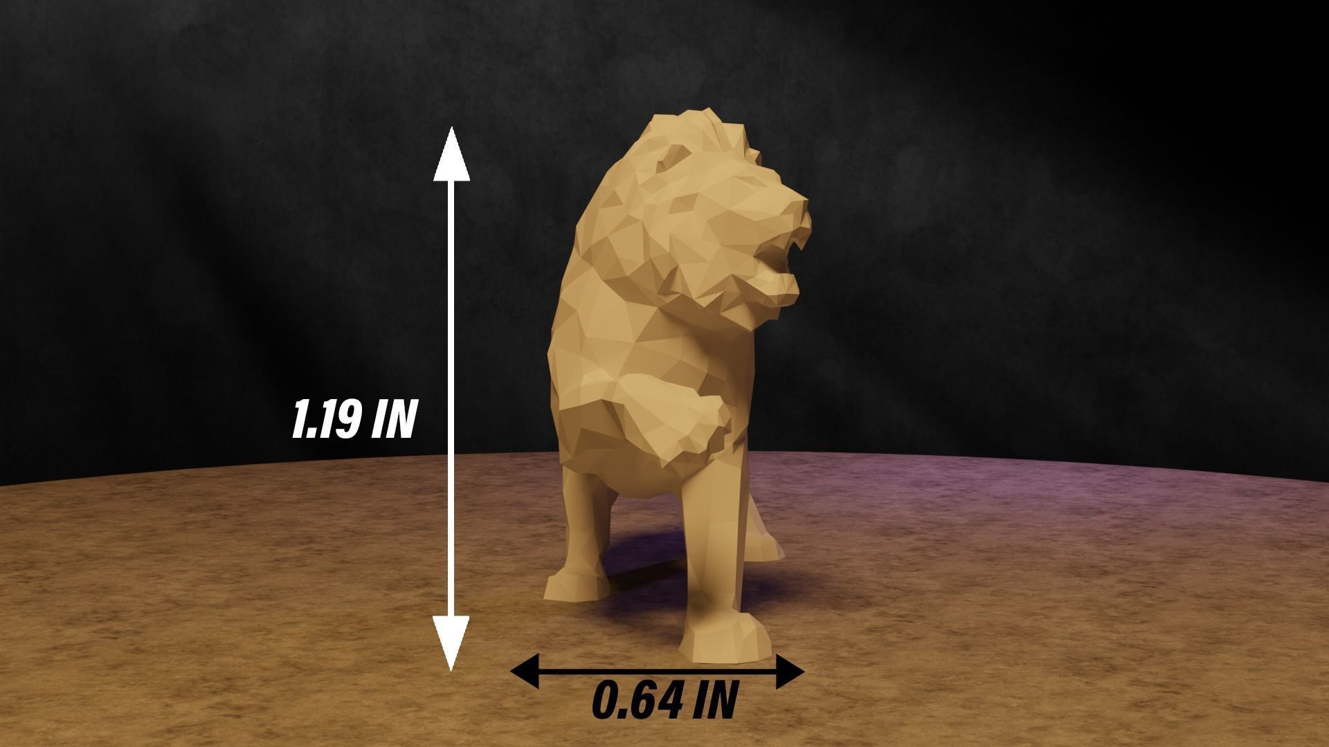 Polygonal Lion 3D print model_3