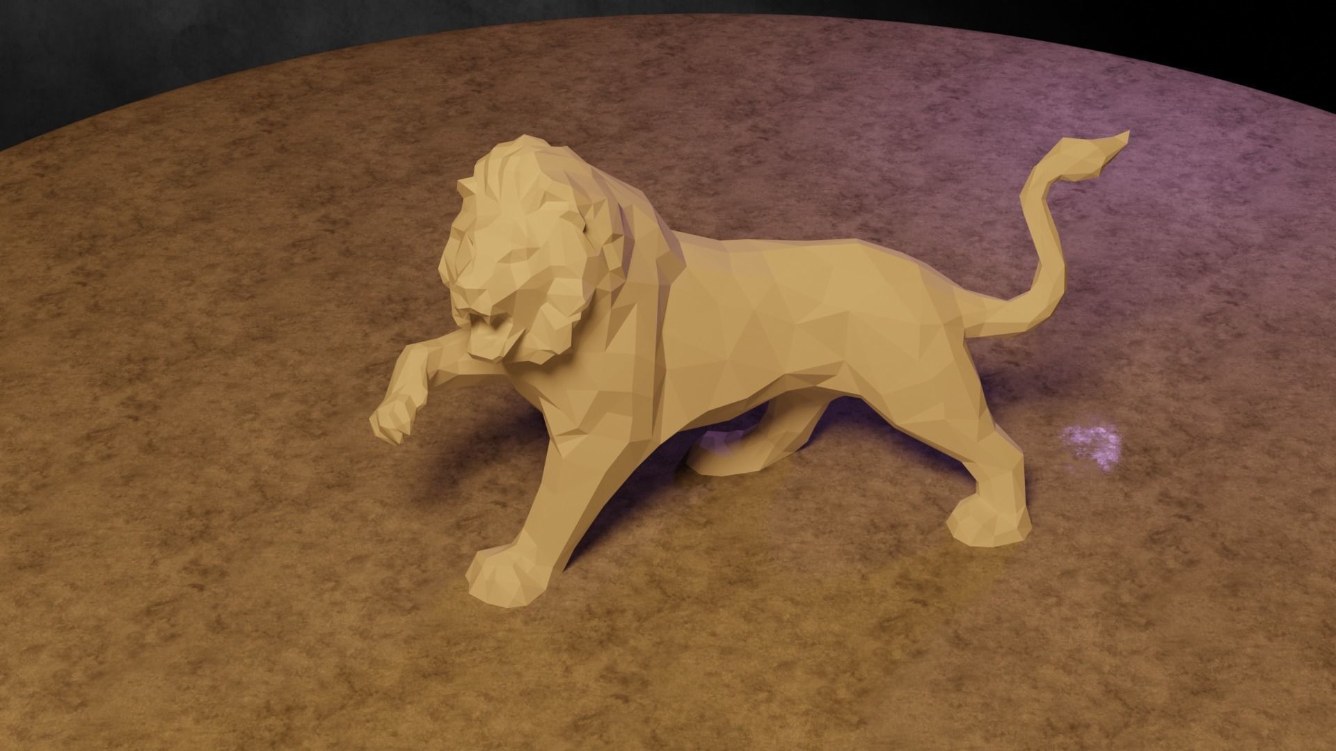 Polygonal Lion 3D print model_5