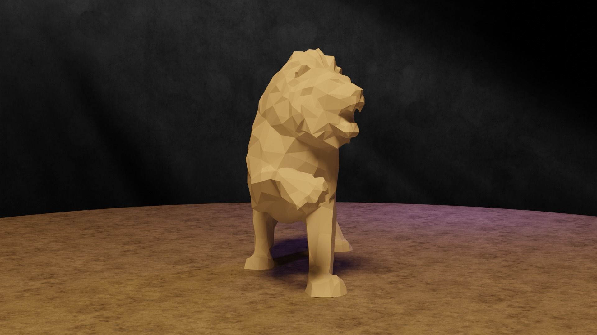 Polygonal Lion 3D print model_4