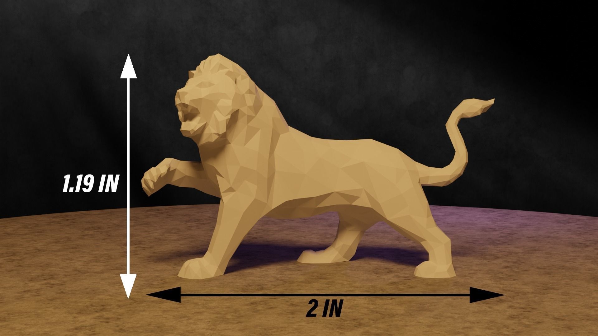 Polygonal Lion 3D print model_2
