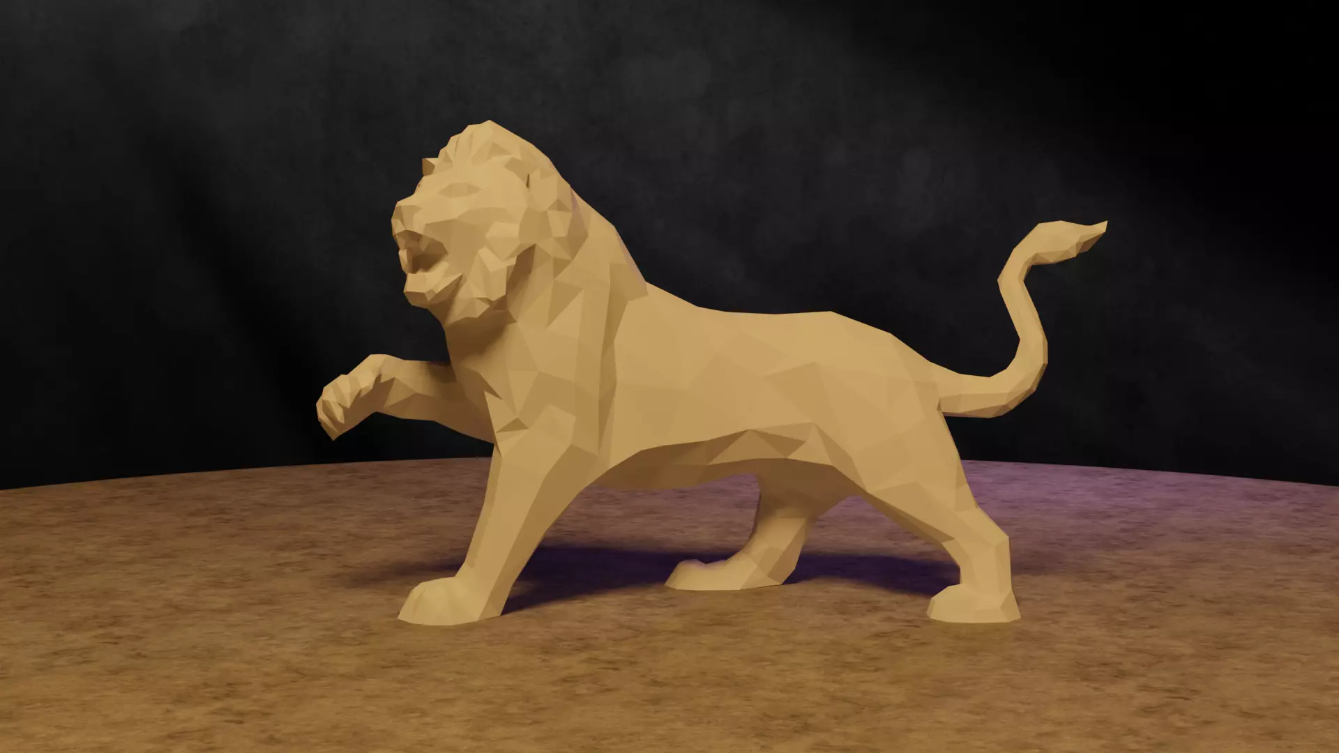 Polygonal Lion 3D print model_0