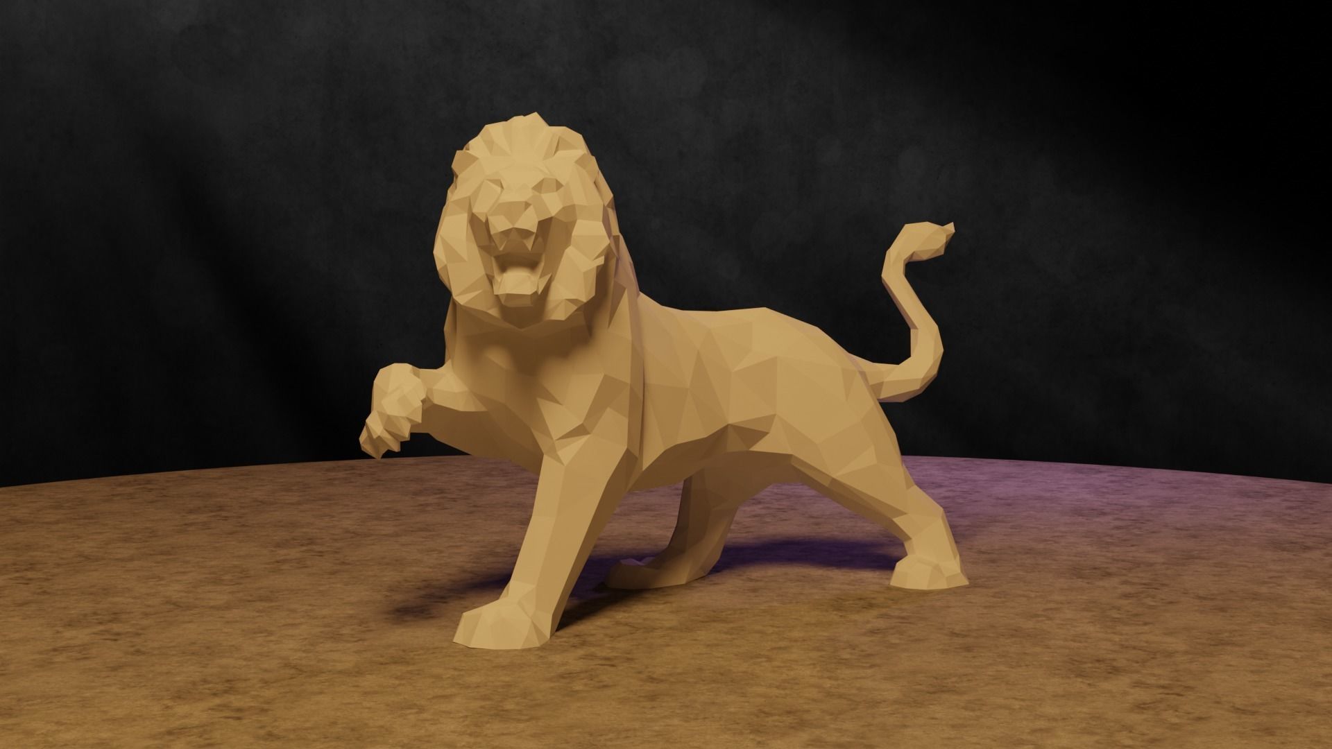 Polygonal Lion 3D print model_6