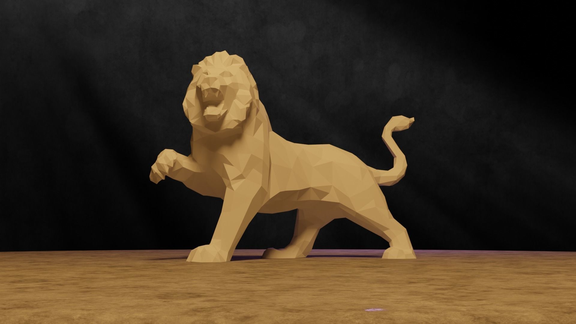 Polygonal Lion 3D print model_9