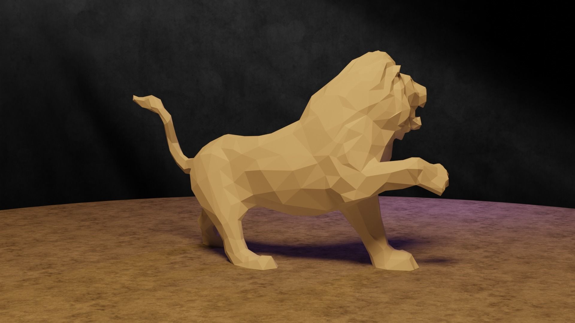 Polygonal Lion 3D print model_7