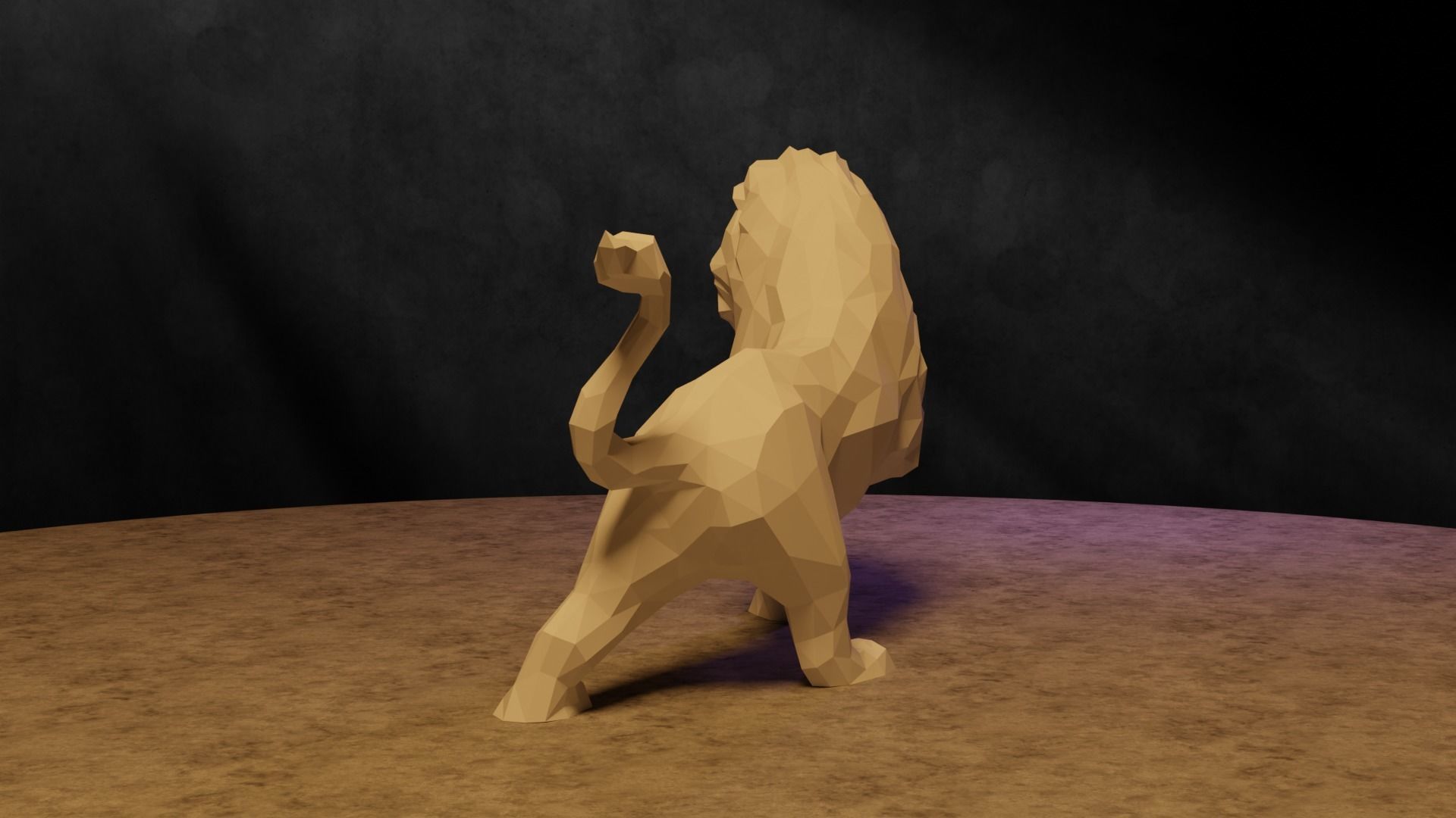 Polygonal Lion 3D print model_8