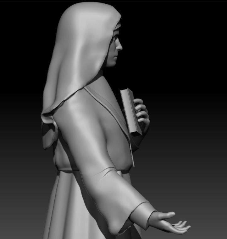 statue nun  3D print model_5