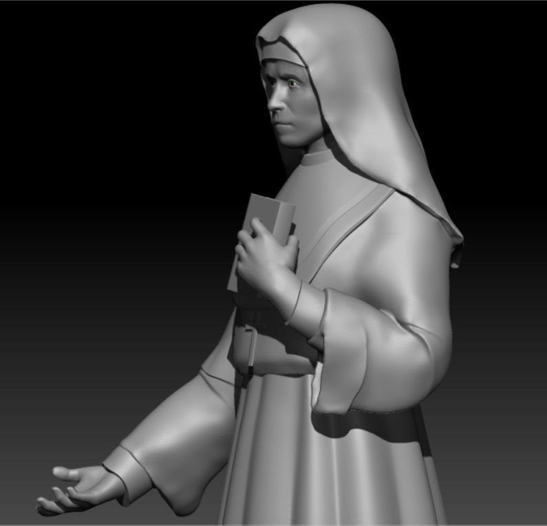 statue nun  3D print model_6